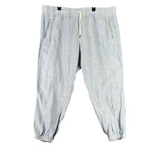 Athleta Cabo Linen Jogger Pants Women 26 3X Relaxed Elastic Waist‎ Tapered Leg